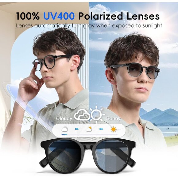 AI Smart Glasses ChatGPT Translation Blue Light Polarized Photochromic Lenses - Picture 8 of 8